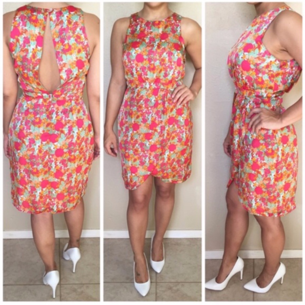 Forever 21 Pink Orange Floral Sleeveless Dress - Picture 2 of 8